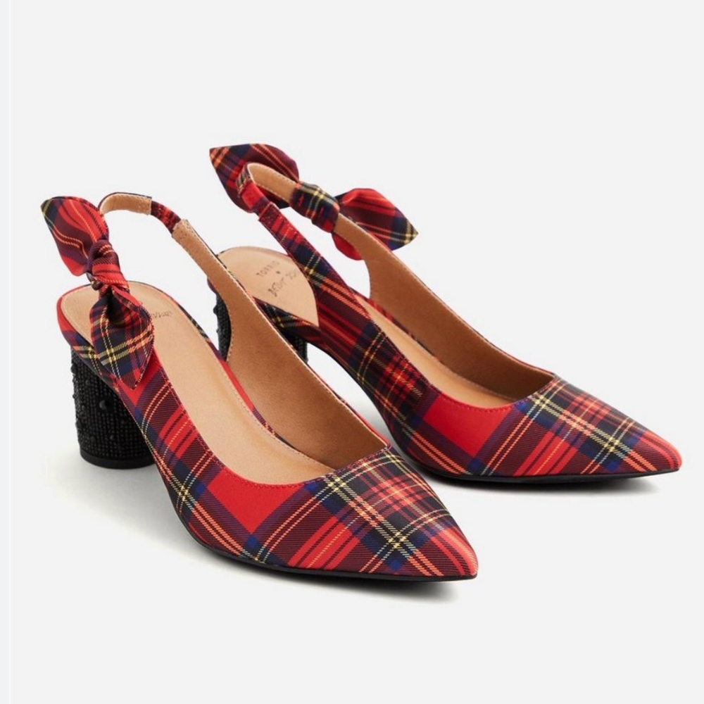 BETSEY Johnson x Torrid Women’s  Leo Cylinder red Plaid Slingback He…
